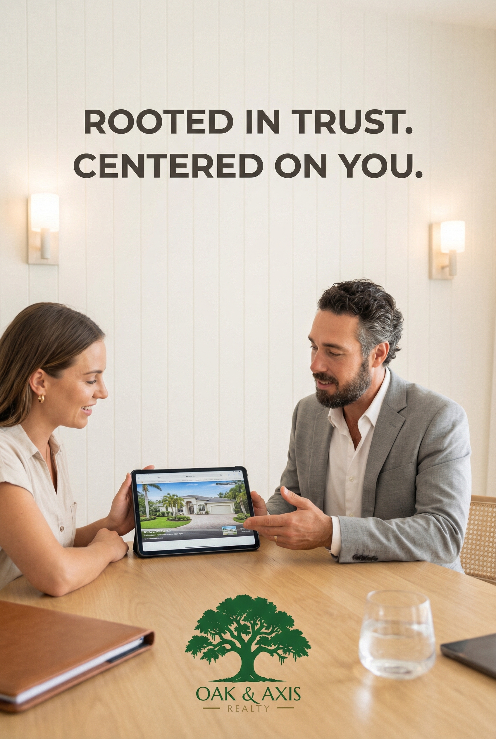 First time home buyers exploring a home in Parrish Florida with guidance from Oak and Axis Realty